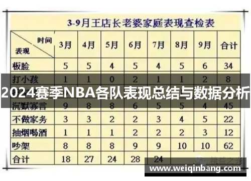 2024赛季NBA各队表现总结与数据分析